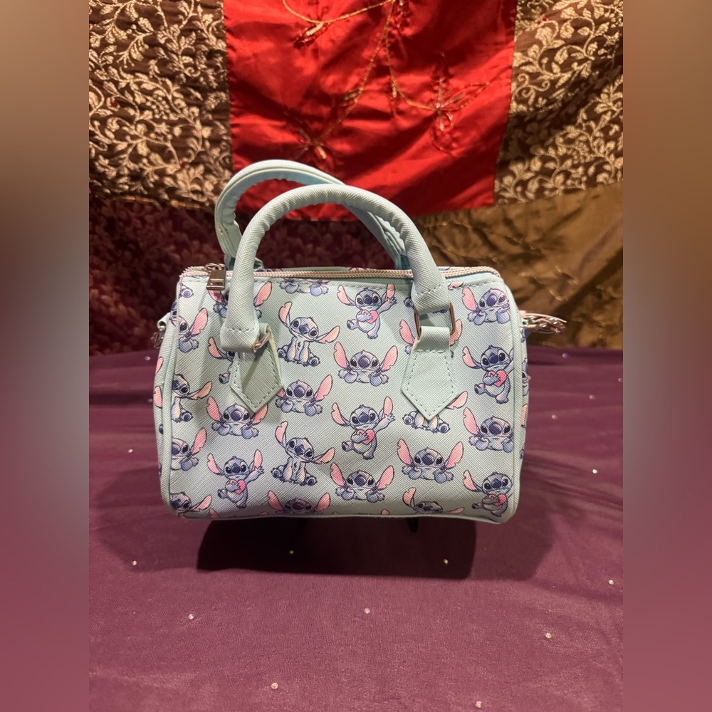 Disney Stitch Patterned Blue Handbag With Removable Crossbody Strap